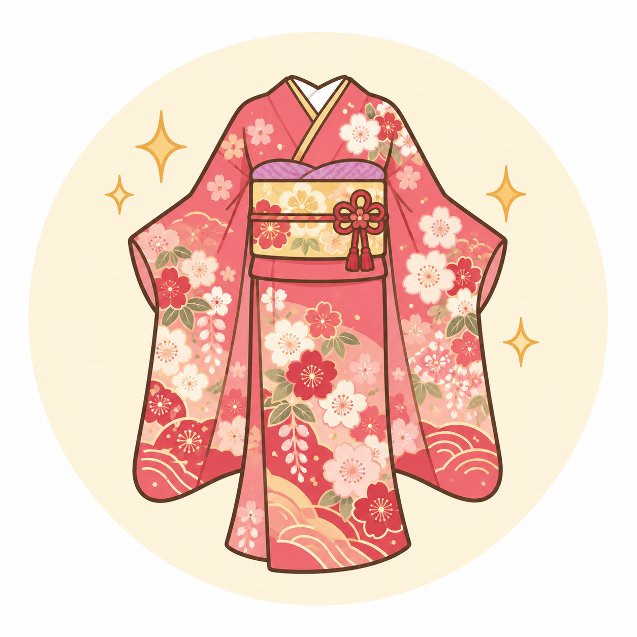 振袖をきれいにしたい着物イラスト
