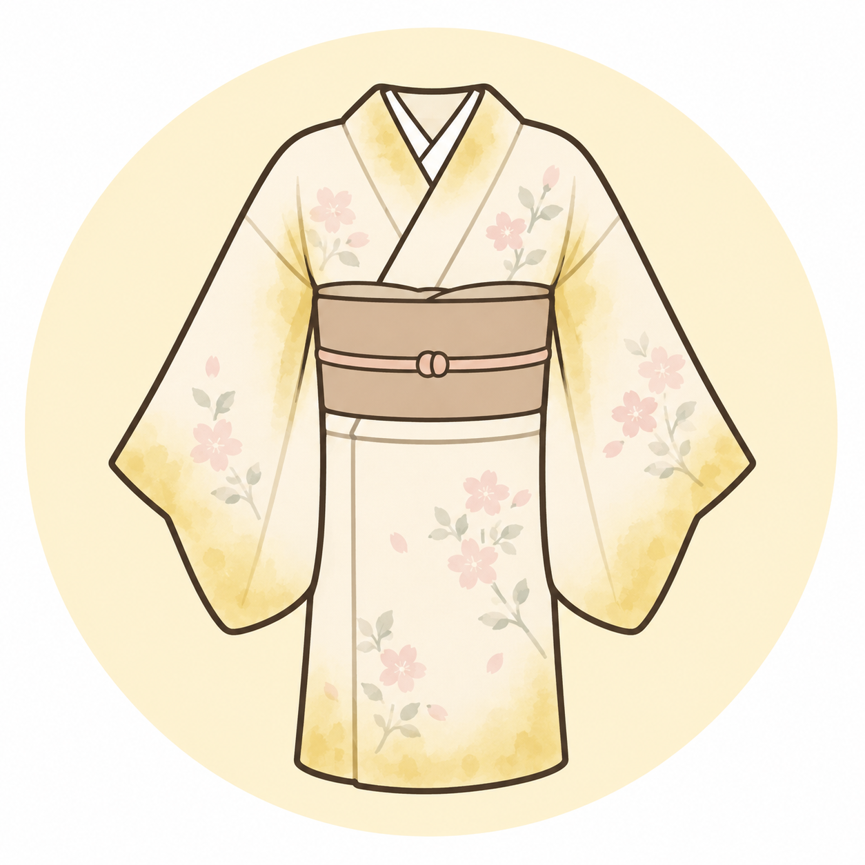 黄ばみが気になる着物イラスト